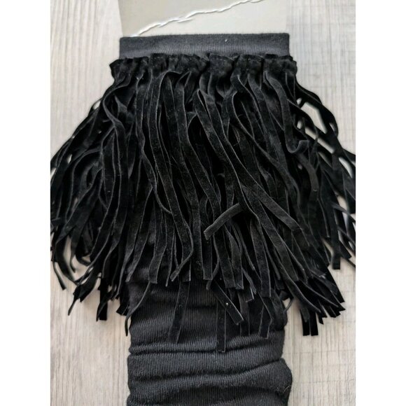 Bootights Knee High Black Fringe Boot Socks Boho Western Style - Picture 3 of 4